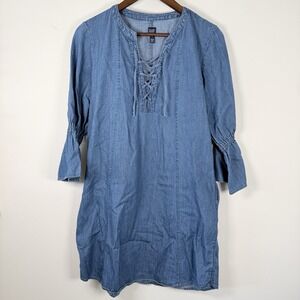 Gap Dress Denim Women's Size Small 3/4 Bell Sleeve Medium Wash Casual